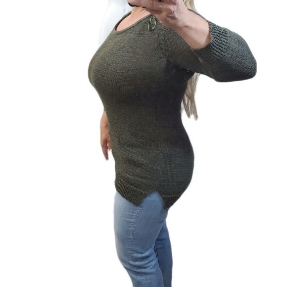 4x$25 WD.NY Cotton Knit Shirt Dress Long Sleeve olive Green Medium - Picture 3 of 12